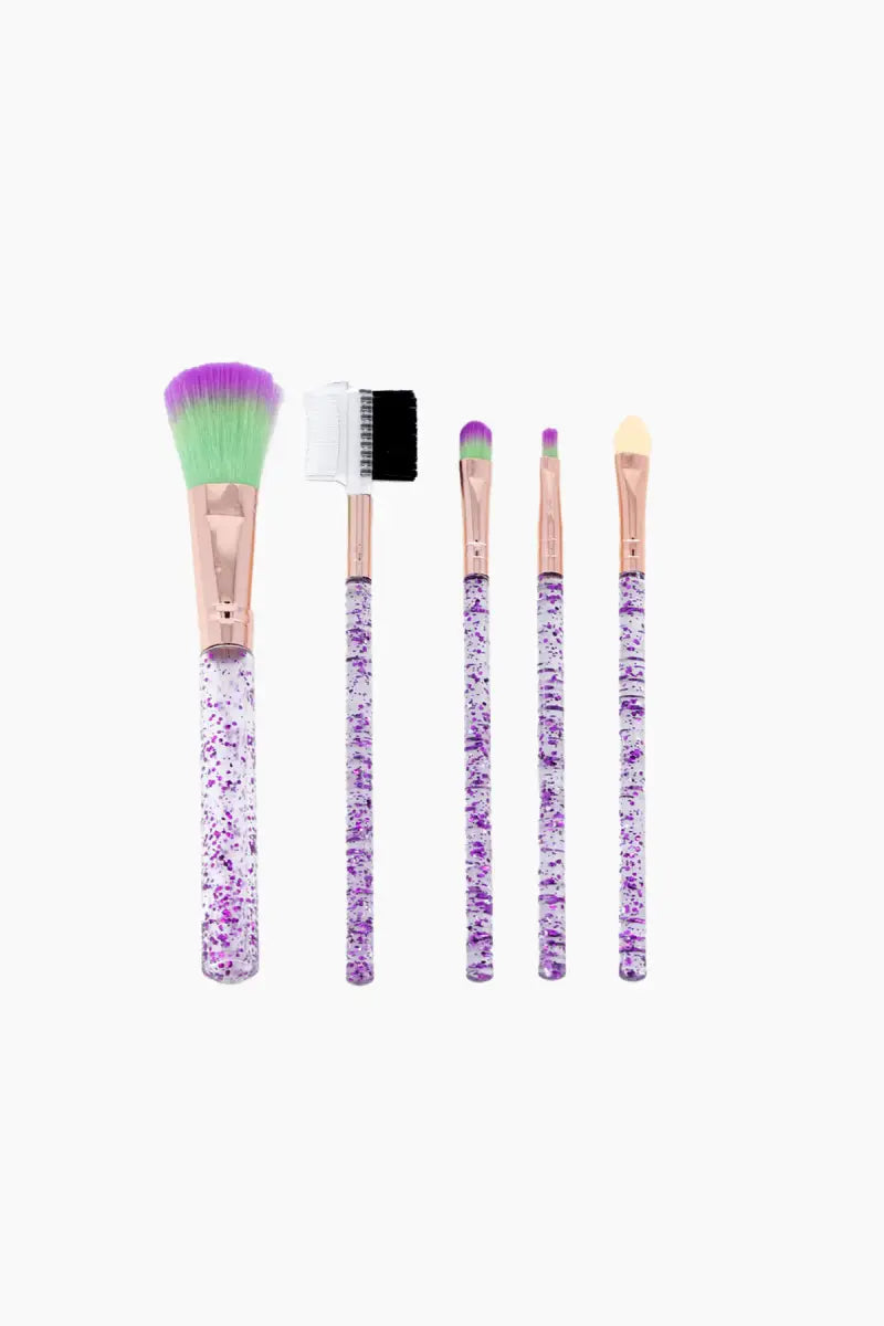 Glitter Makeup Brush Set (Purple) - Pack of 5