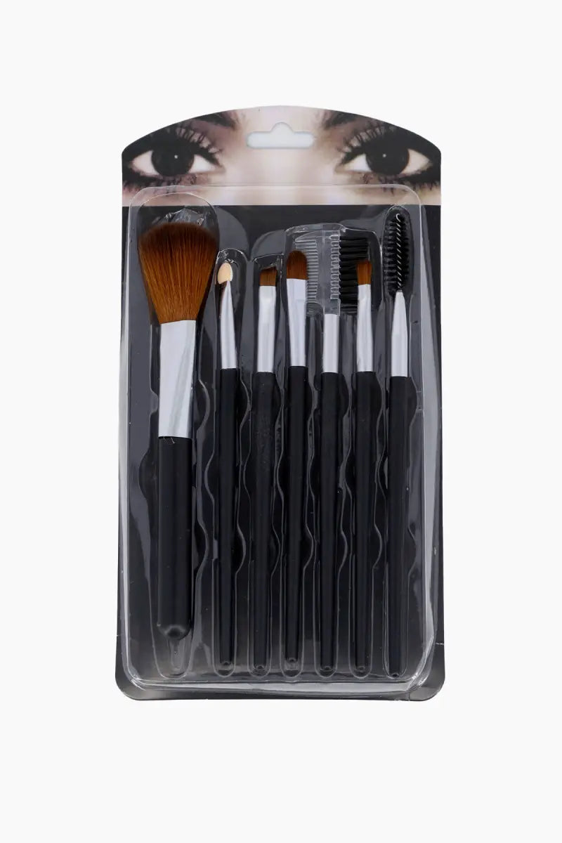Professional Makeup Brush Set (Black) - Pack of 7