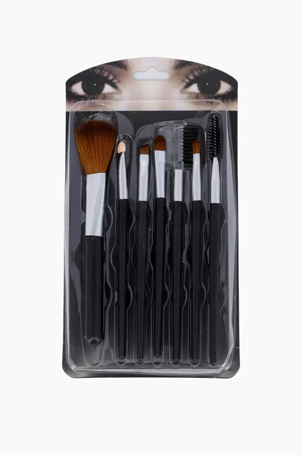Professional Makeup Brush Set (Black) - Pack of 7
