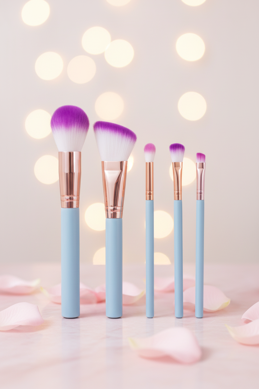 Makeup Brush Set (Baby Blue) - Pack of 5