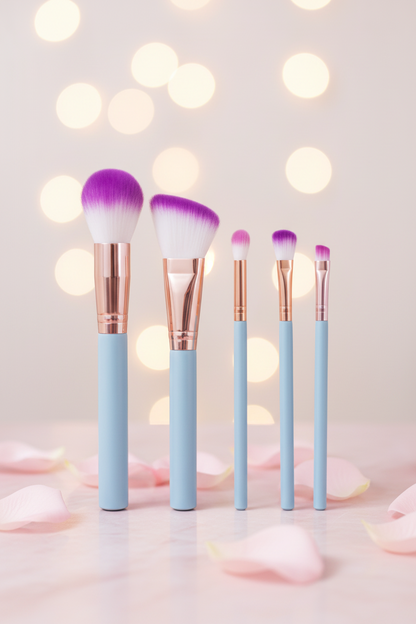 Makeup Brush Set (Baby Blue) - Pack of 5