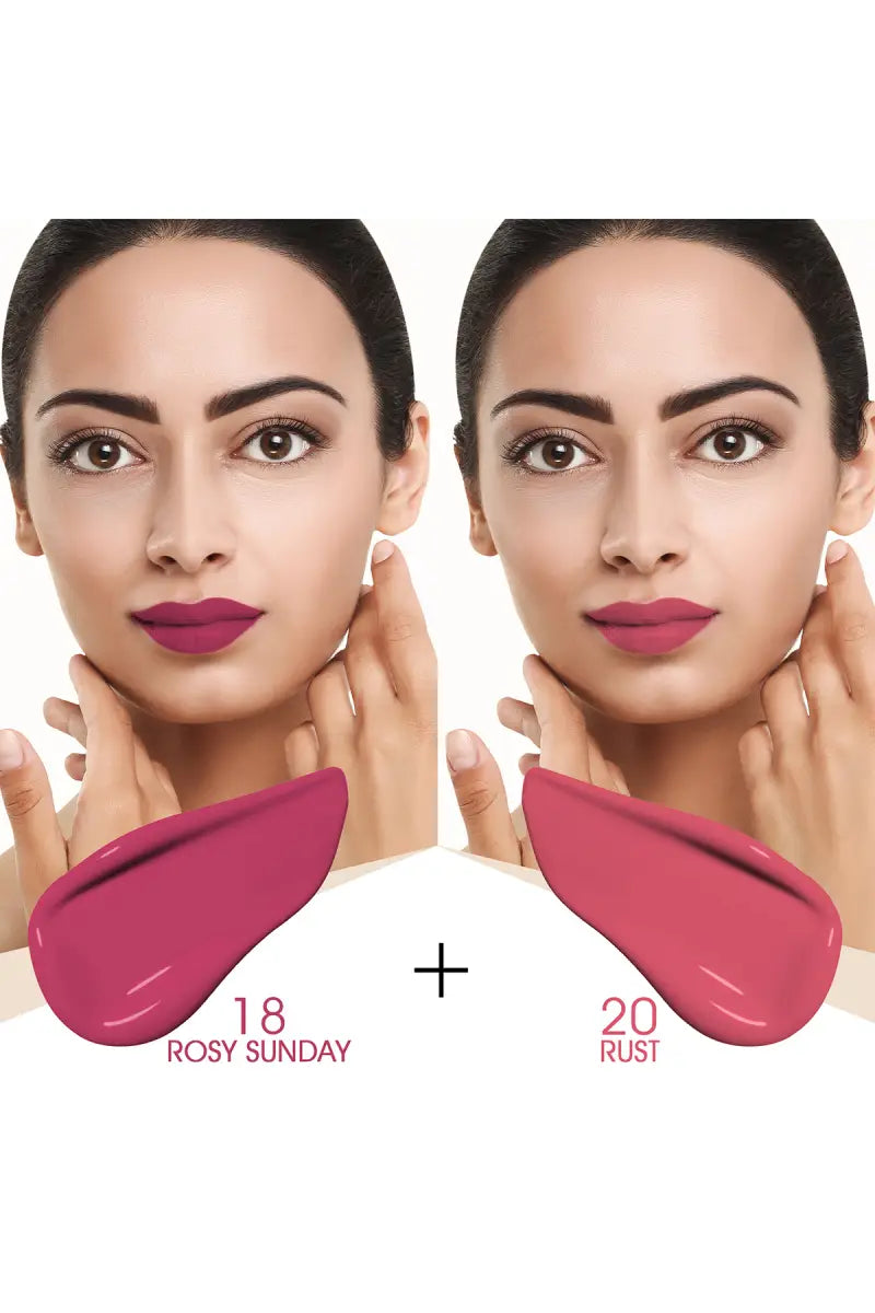 Colors Queen Mattifying Matte Liquid Lipstick Set of 2 - 3gm (Rosy Sunday, Rust)