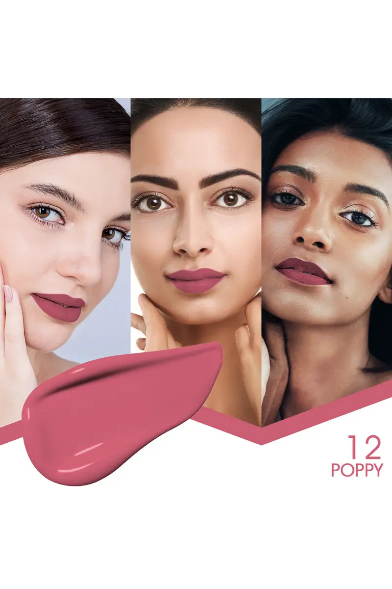 Colors Queen Mattifying Non Transfer Matte Liquid Lipstick - 3g (Po-ppy)