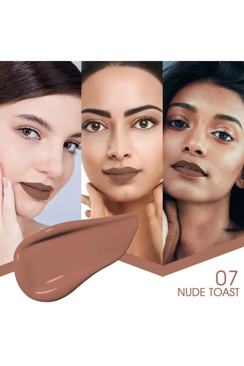 Colors Queen Mattifying Non Transfer Matte Liquid Lipstick - 3g (Nude Toast)