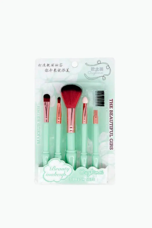 Makeup Brush Set (Green) - Pack of 5