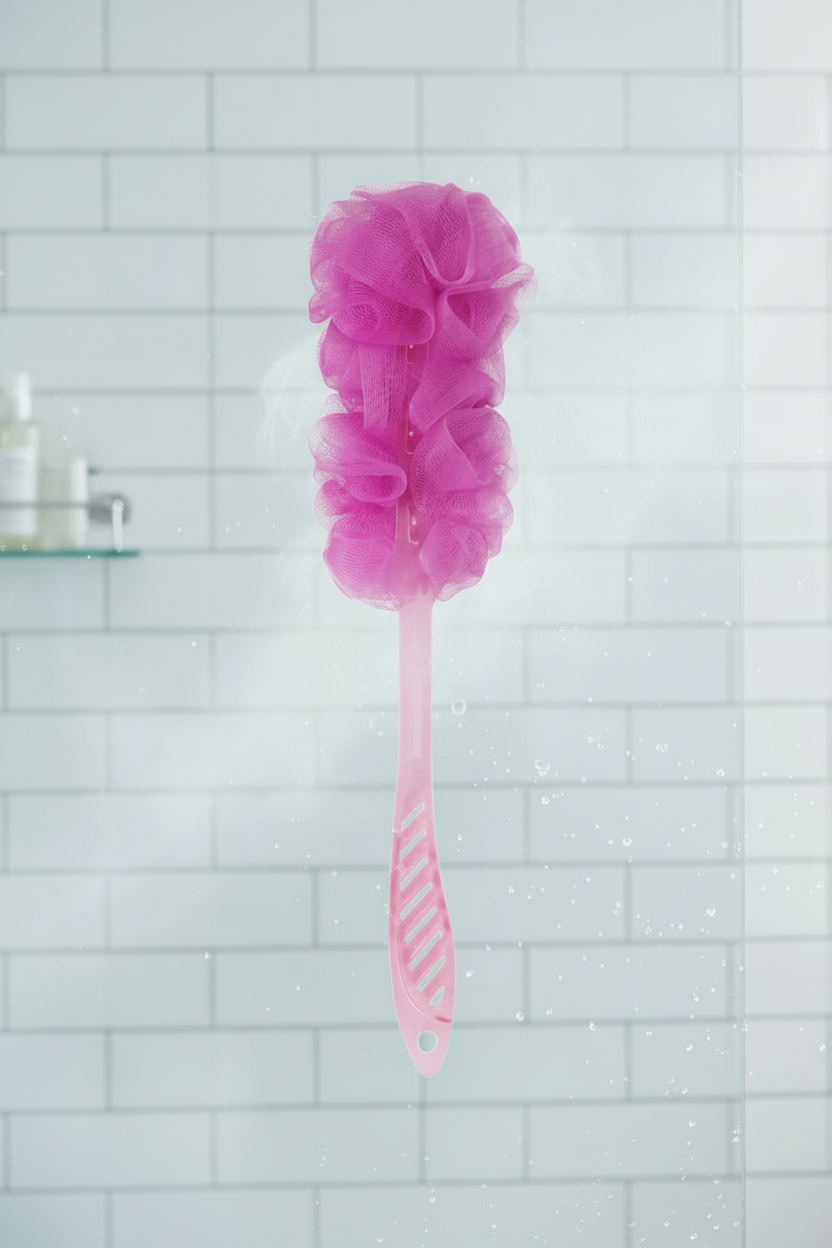 Vivin Long Handle Bath Body Brush Loofa and Shower Sponge (Charm Pink) - Pack Of 1 SUPER