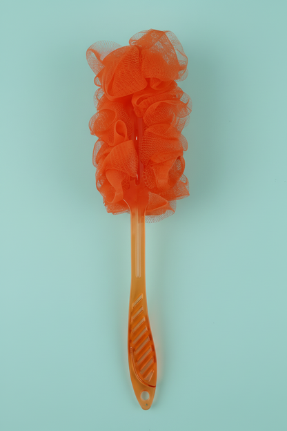 Vivin Luxury Long Handle Nylon Mesh loofah - Orange (Pack of 1) SUPER