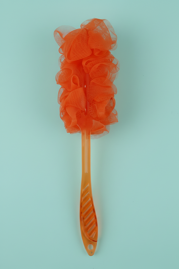 Vivin Luxury Long Handle Nylon Mesh loofah - Orange (Pack of 1) SUPER