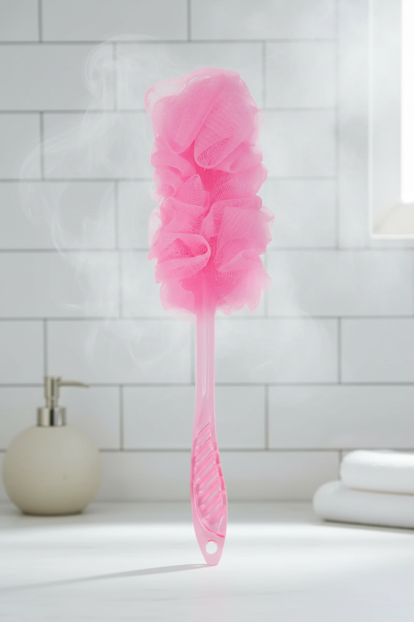 Vivin Luxury Long Handle loofah - Pink (Pack of 1) SUPER