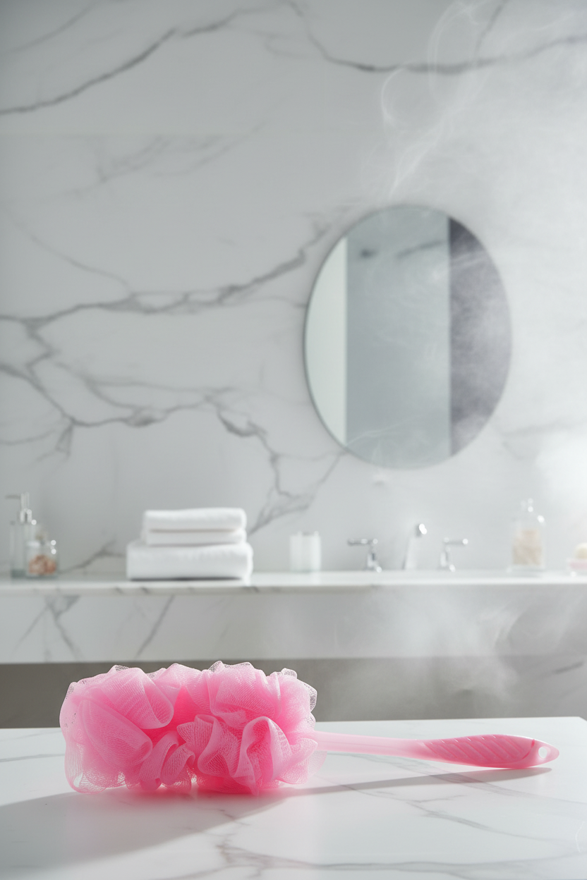 Vivin Luxury Long Handle loofah - Pink (Pack of 1) SUPER