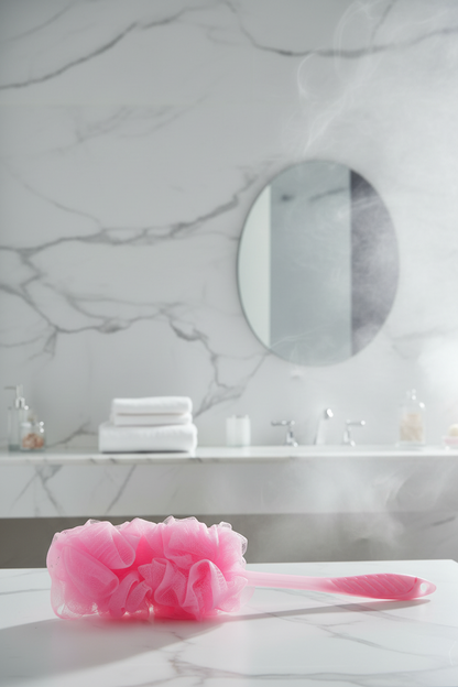 Vivin Luxury Long Handle loofah - Pink (Pack of 1) SUPER