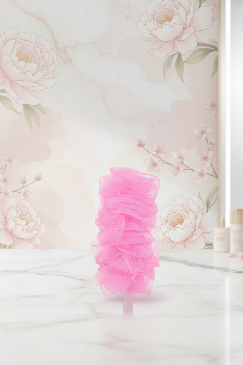 Vivin Luxury Long Handle loofah - Pink (Pack of 1) SUPER