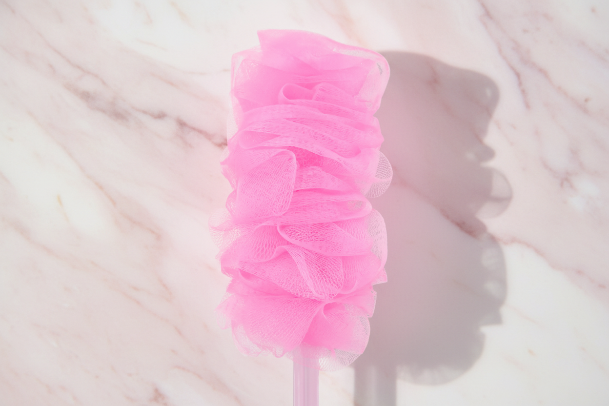 Vivin Luxury Long Handle loofah - Pink (Pack of 1) SUPER