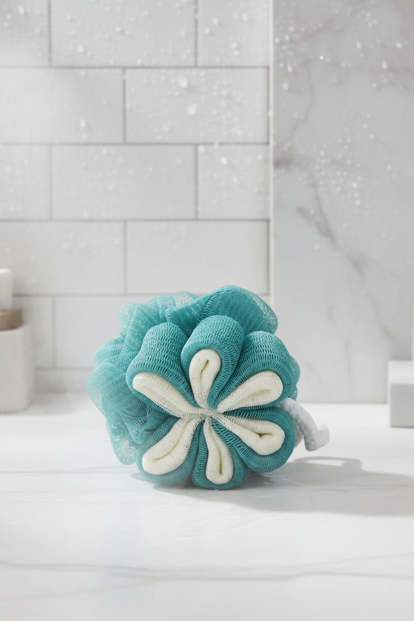 Vivin Flower Shape Bath Shower Sponge Pouf Loofahs (Blue) - Pack of 1 SUPER