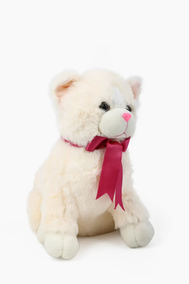 Rabbit Fur Cat Stuffed Toy - 10 Inch