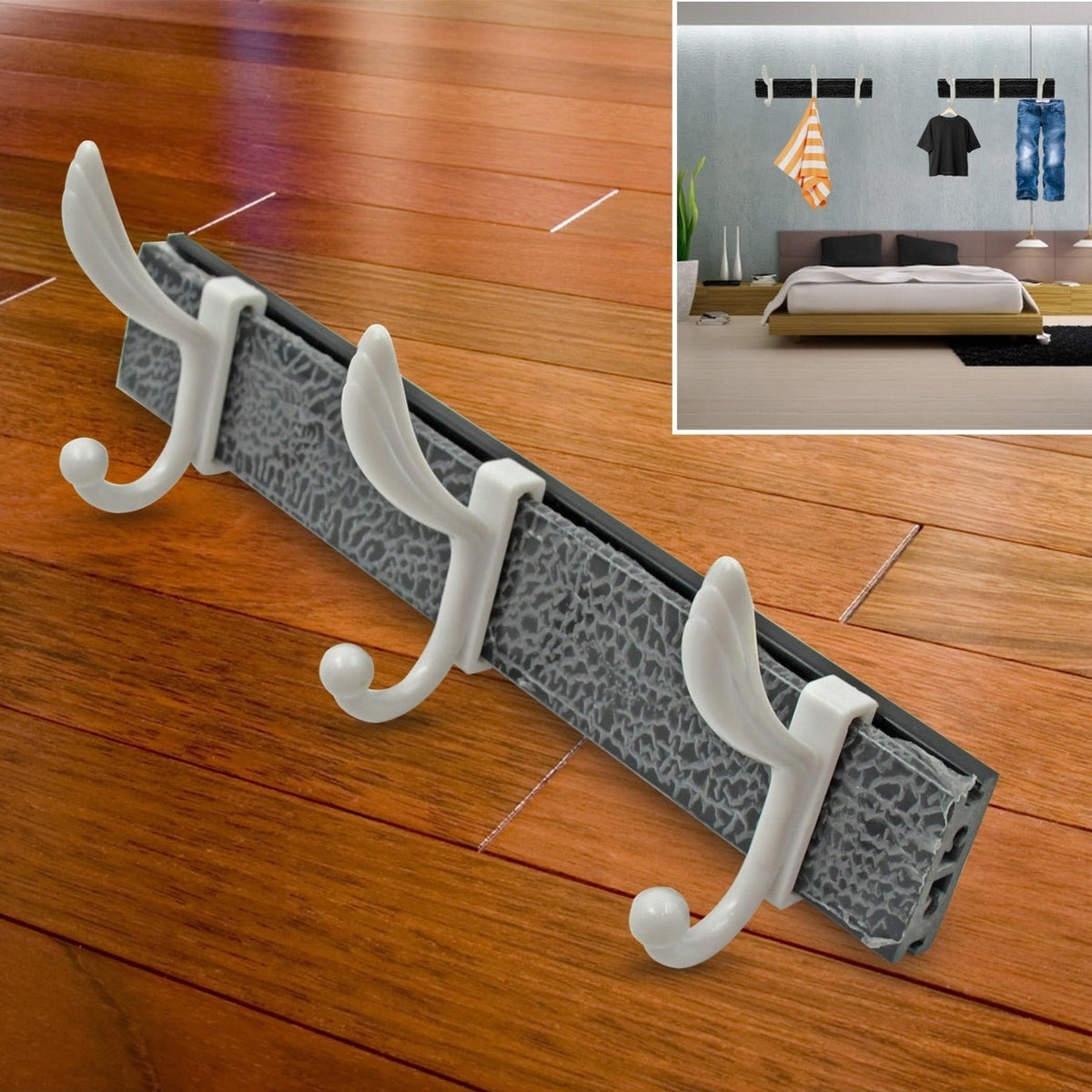 Cloth Hanger Wall Door Hooks Rail For Hanging Clothes For Hanging Hook Rack Rail Extra Long Coat Hanger Wall Mount For Clothes Jacket Hats 6 Hook HP DD