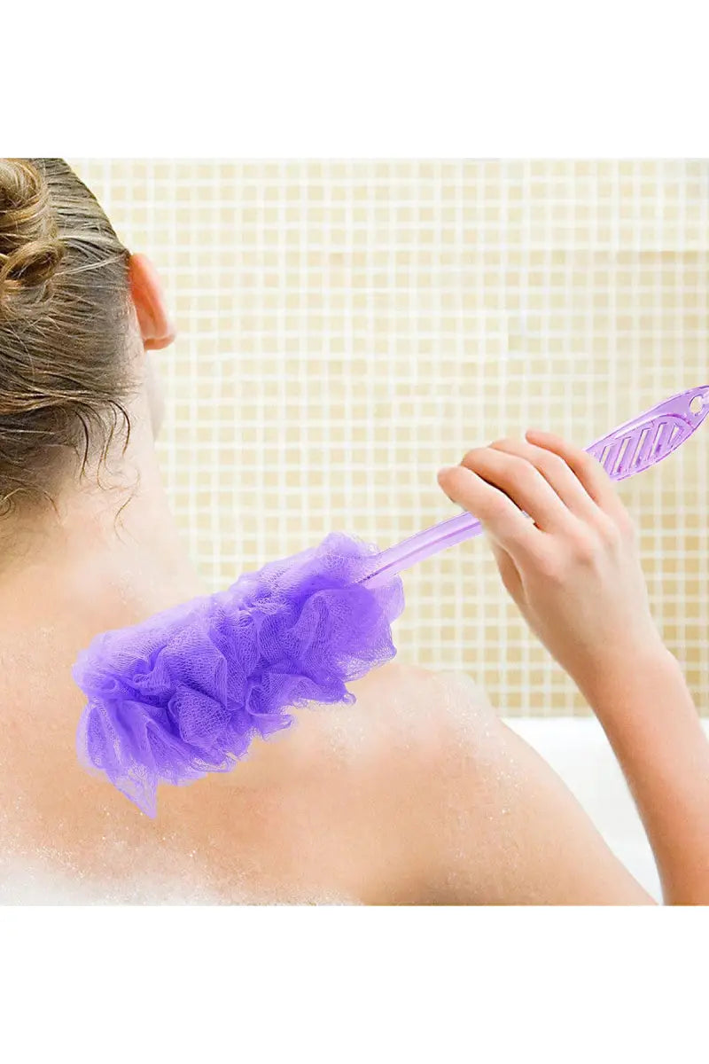 Vivin Long Handle Bath Body Brush Loofa and Shower Sponge (Purple) - Pack Of 1