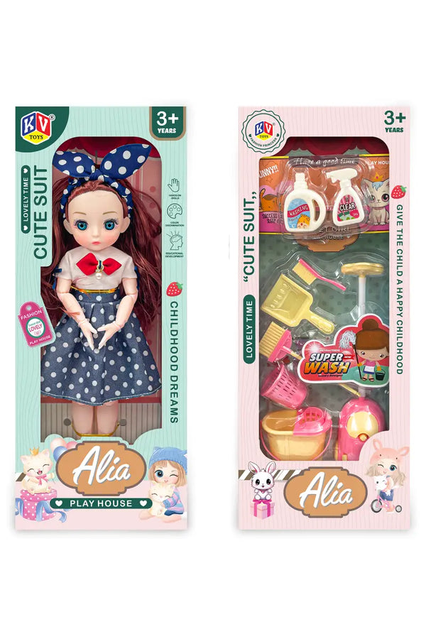 Alia Lovely Time Super Wash Barbie Doll Set