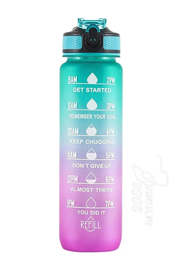 Plastic Sipper Water Bottle - 1000 ml (Green-Lavender)
