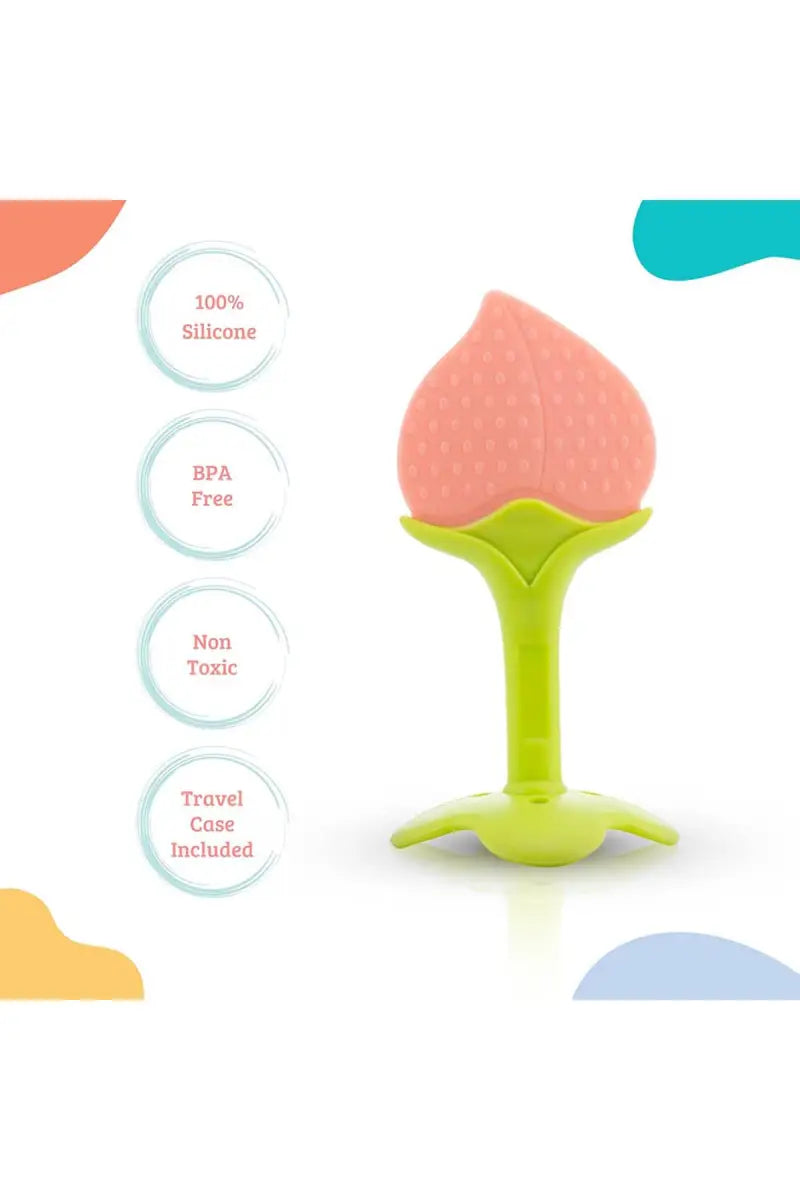 Silicone Fruit Shape Teether For Toddlers (Peach)