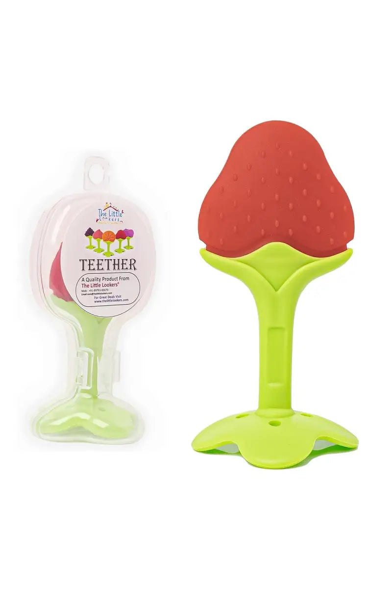 Silicone Fruit Shape Teether For Toddlers (Red)