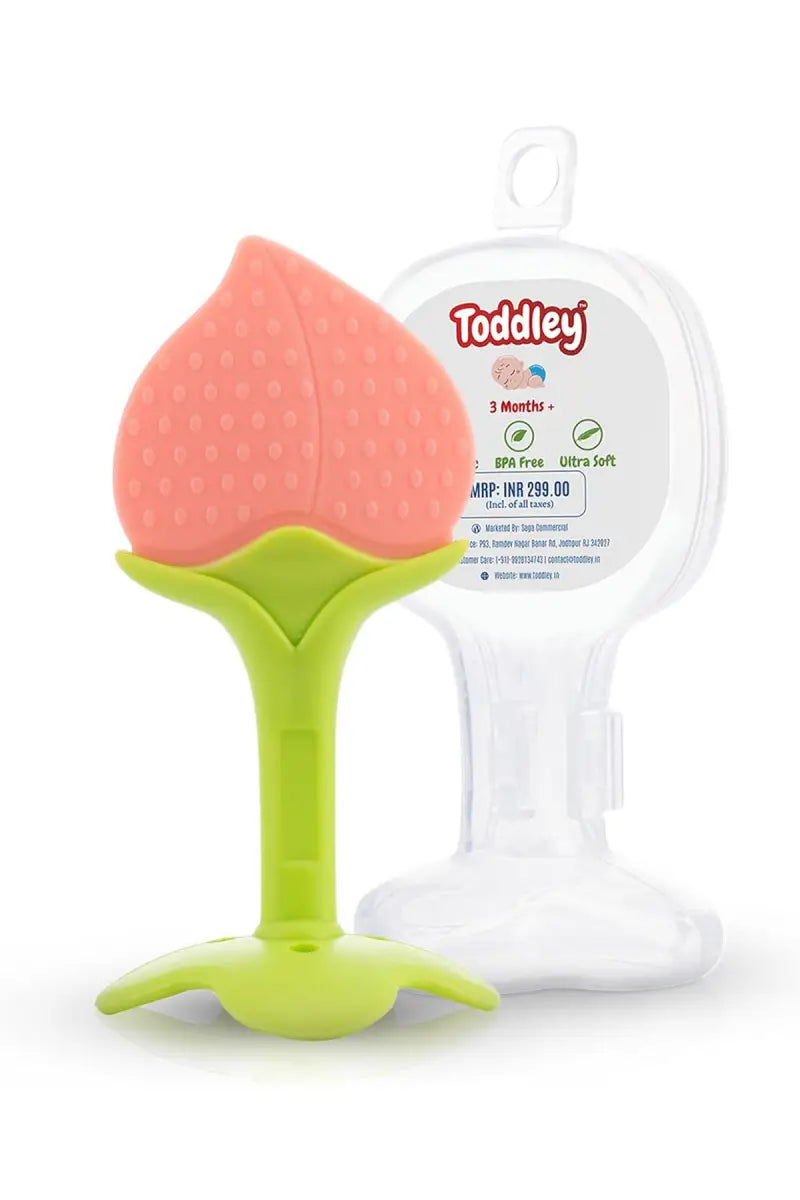 Silicone Fruit Shape Teether For Toddlers (Peach)