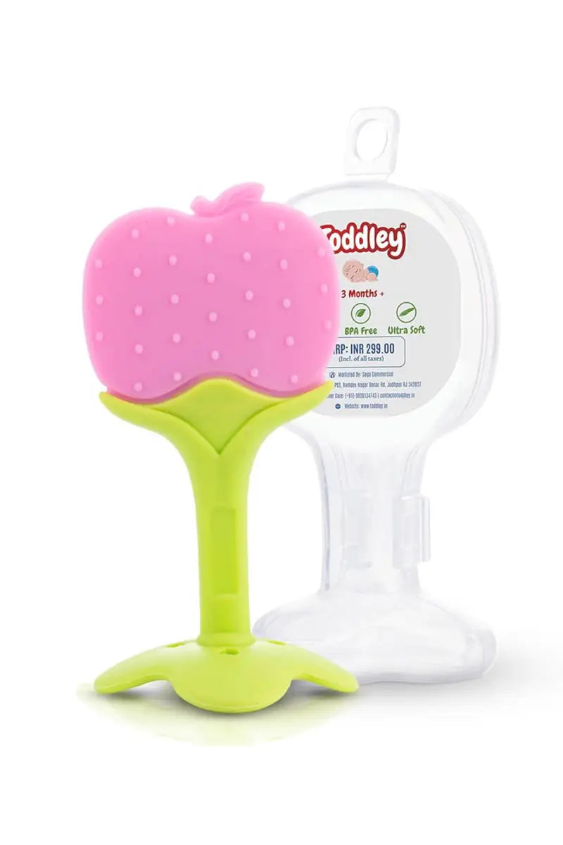 Silicone Fruit Shape Teether For Toddlers (Pink)