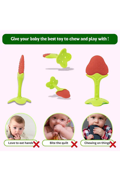 Silicone Fruit Shape Teether For Toddlers (Red)