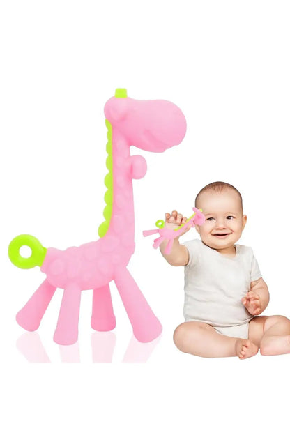Silicon Giraffe Baby Teether (Pink)