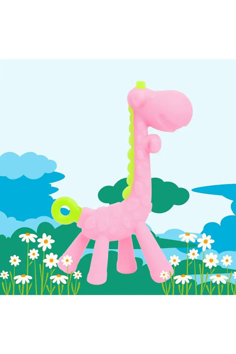Silicon Giraffe Baby Teether (Pink)