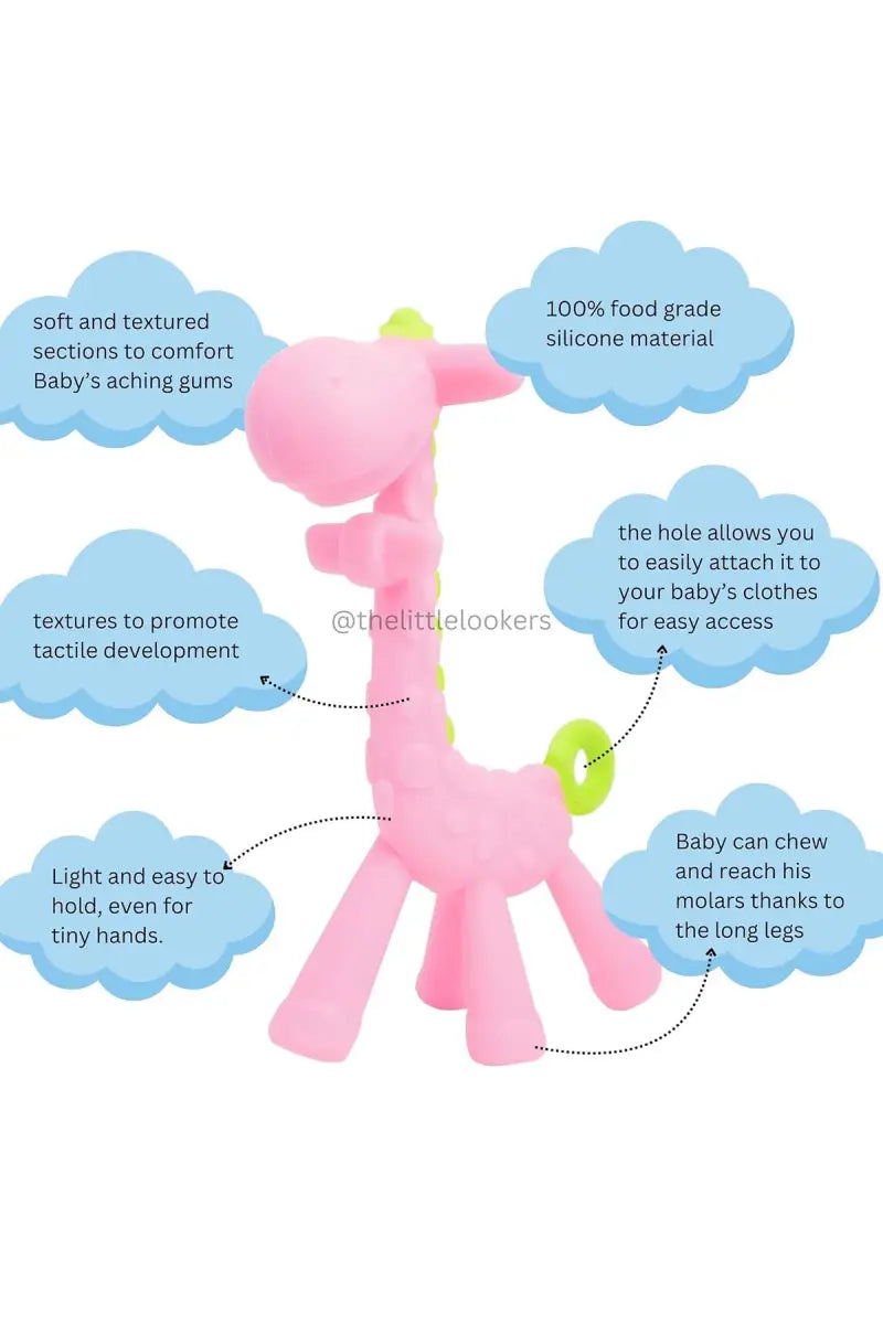 Silicon Giraffe Baby Teether (Pink)