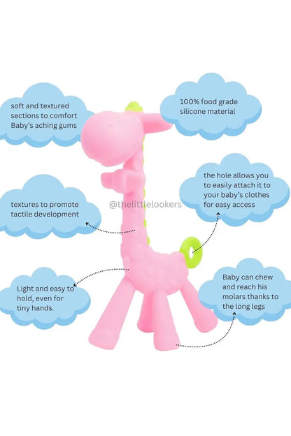 Silicon Giraffe Baby Teether (Pink)