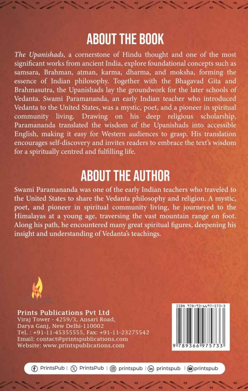 The Upanishads – Spiritual Wisdom of Ancient India | Translated by Swami Paramananda Prints Publications