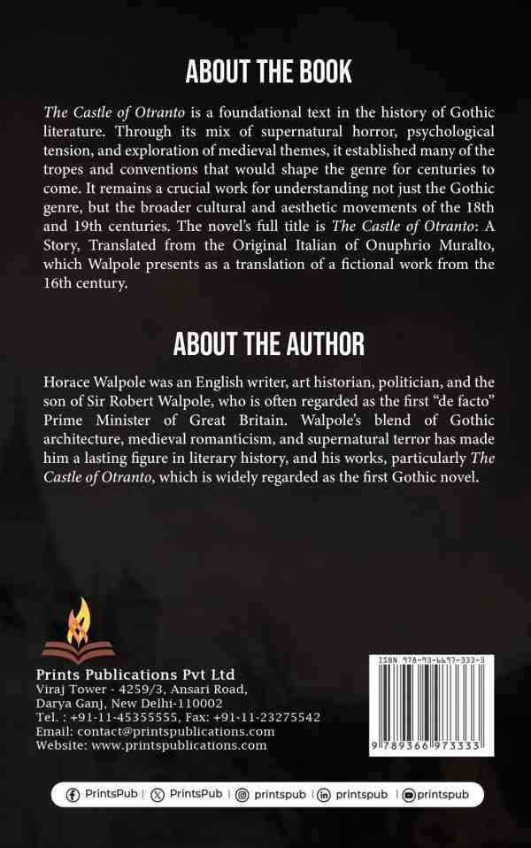 The Castle of Otranto by Horace Walpole – Classic Gothic Horror Novel Prints Publications