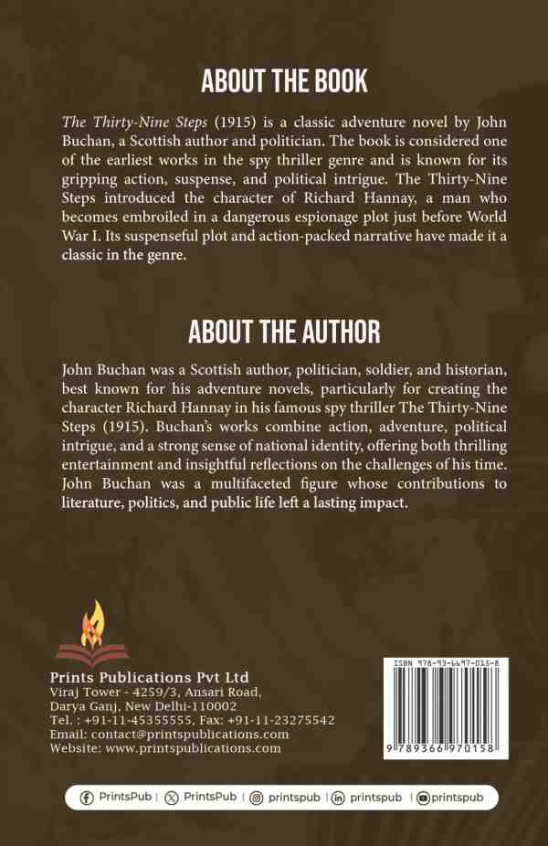 The Thirty-Nine Steps by John Buchan – Classic Spy Thriller Novel Prints Publications