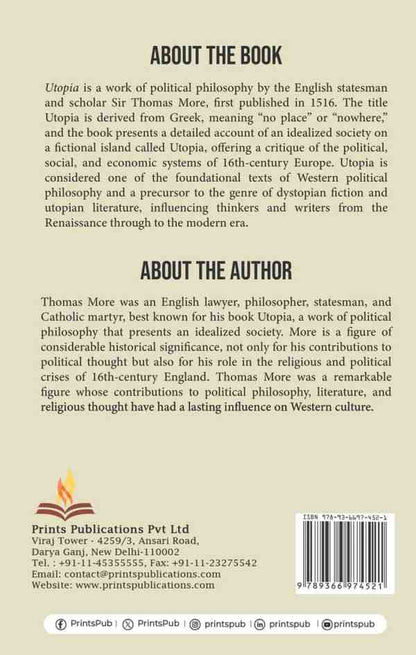 Utopia: A Classic Work of Political Philosophy Prints Publications