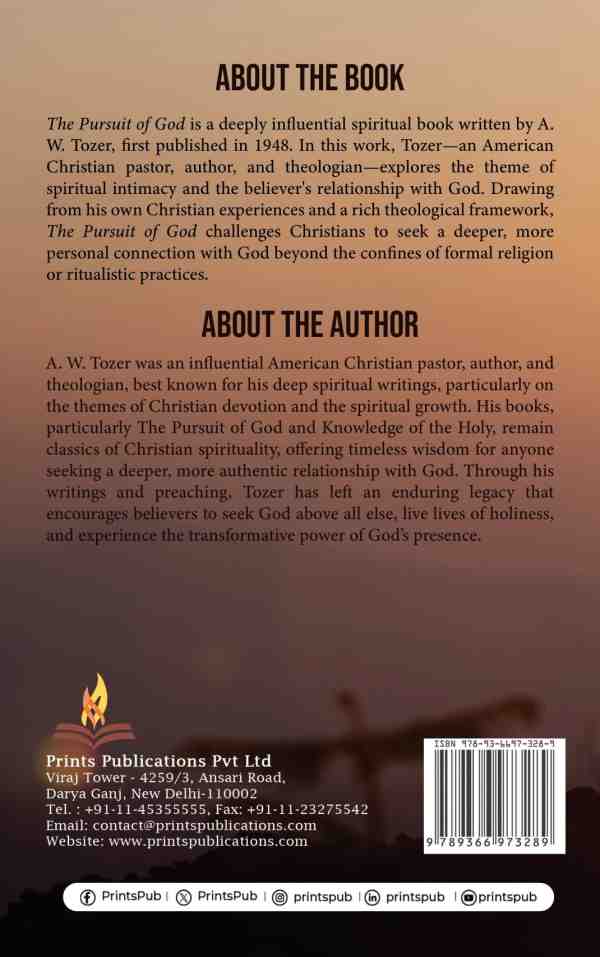 The Pursuit of God by A. W. Tozer – A Classic Christian Spiritual Guide Prints Publications