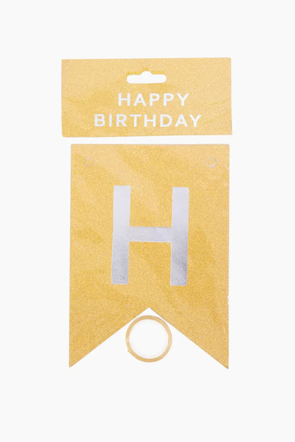 Happy Birthday Banner (Gold, Glitter)