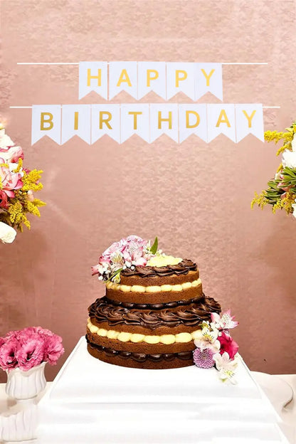 Happy Birthday Banner (Silver, Glitter)