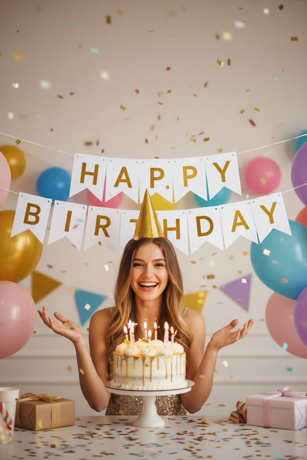 Happy Birthday Banner (Silver, Glitter) SUPER