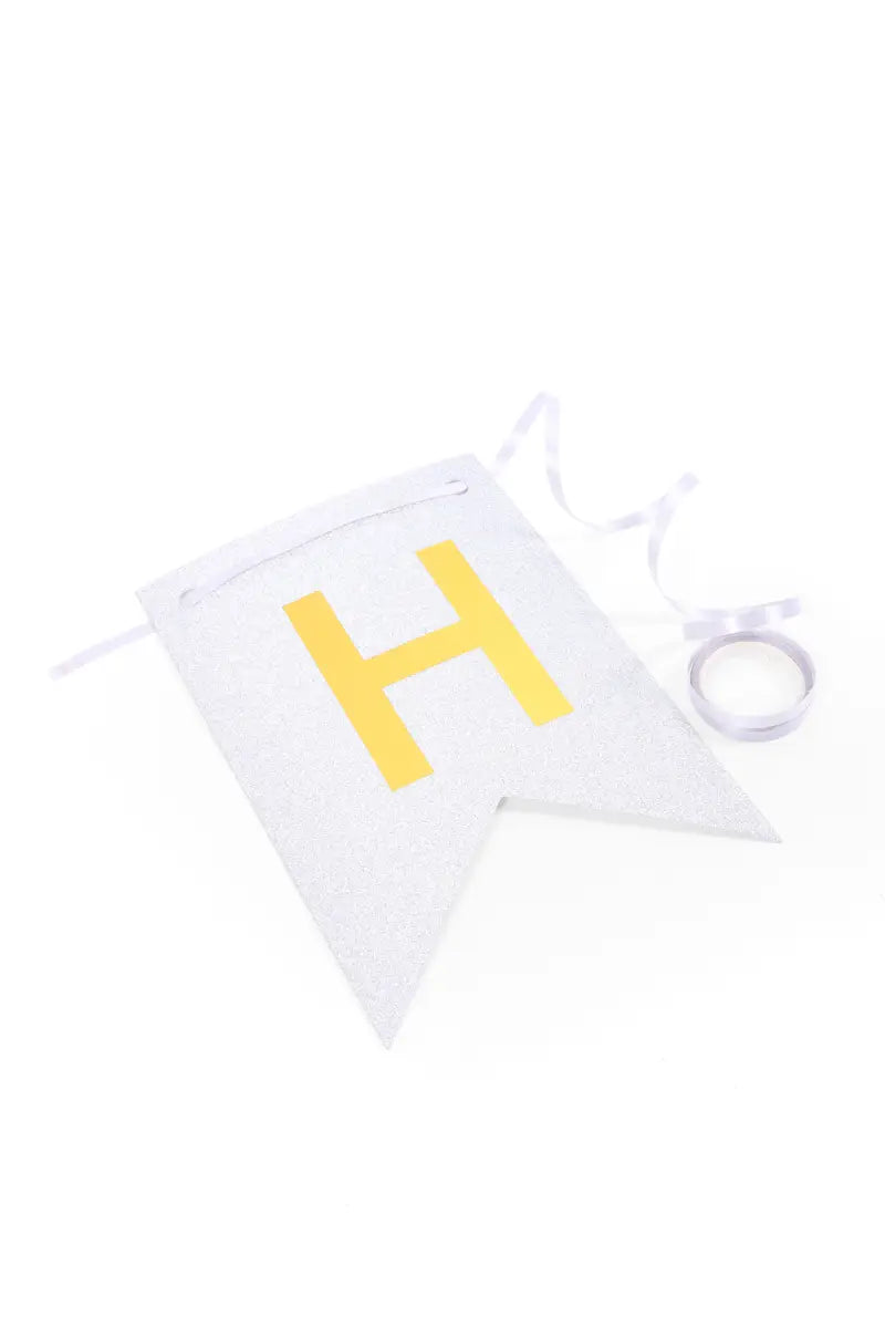 Happy Birthday Banner (Silver, Glitter)