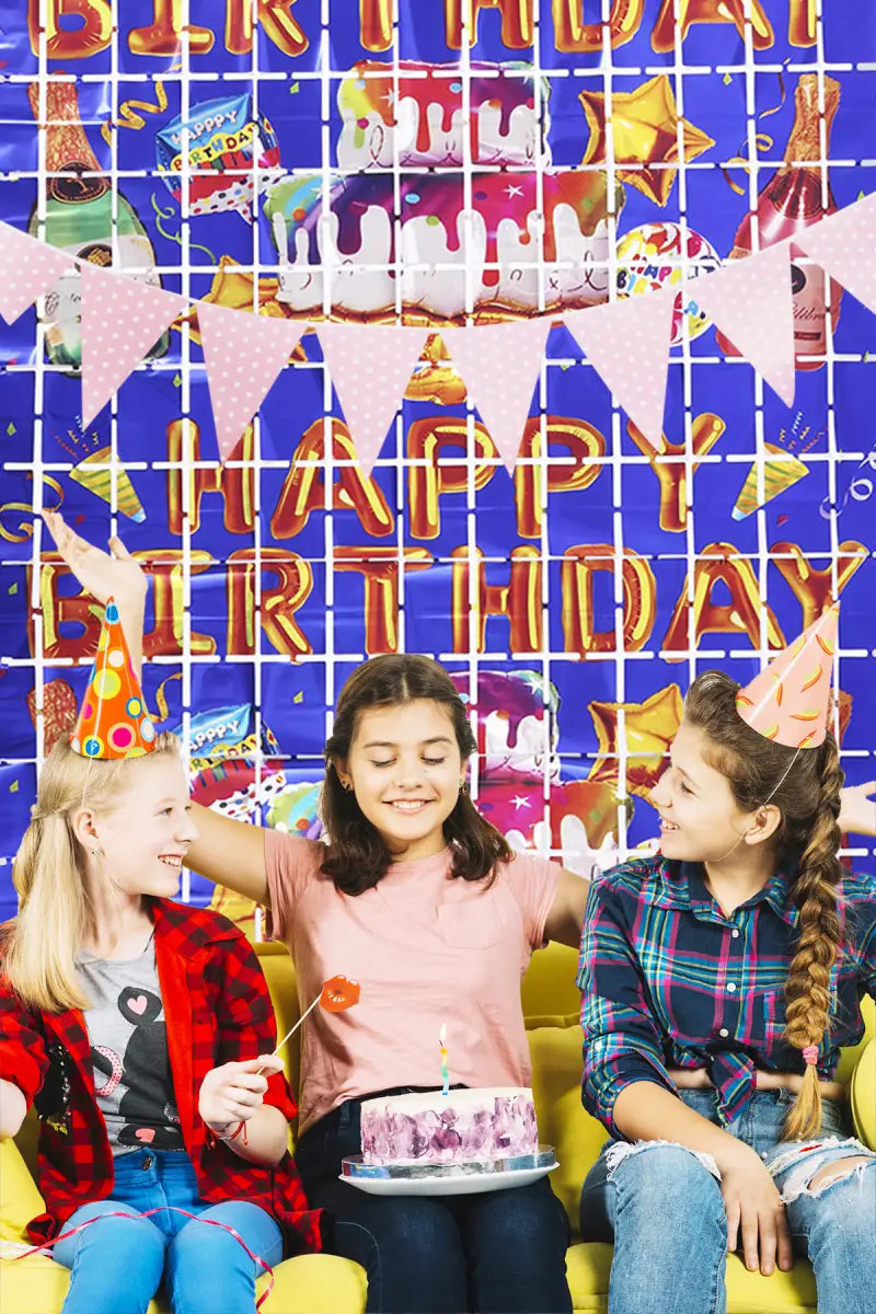 Happy Birthday Curtain Backdrop for Birthday Parties