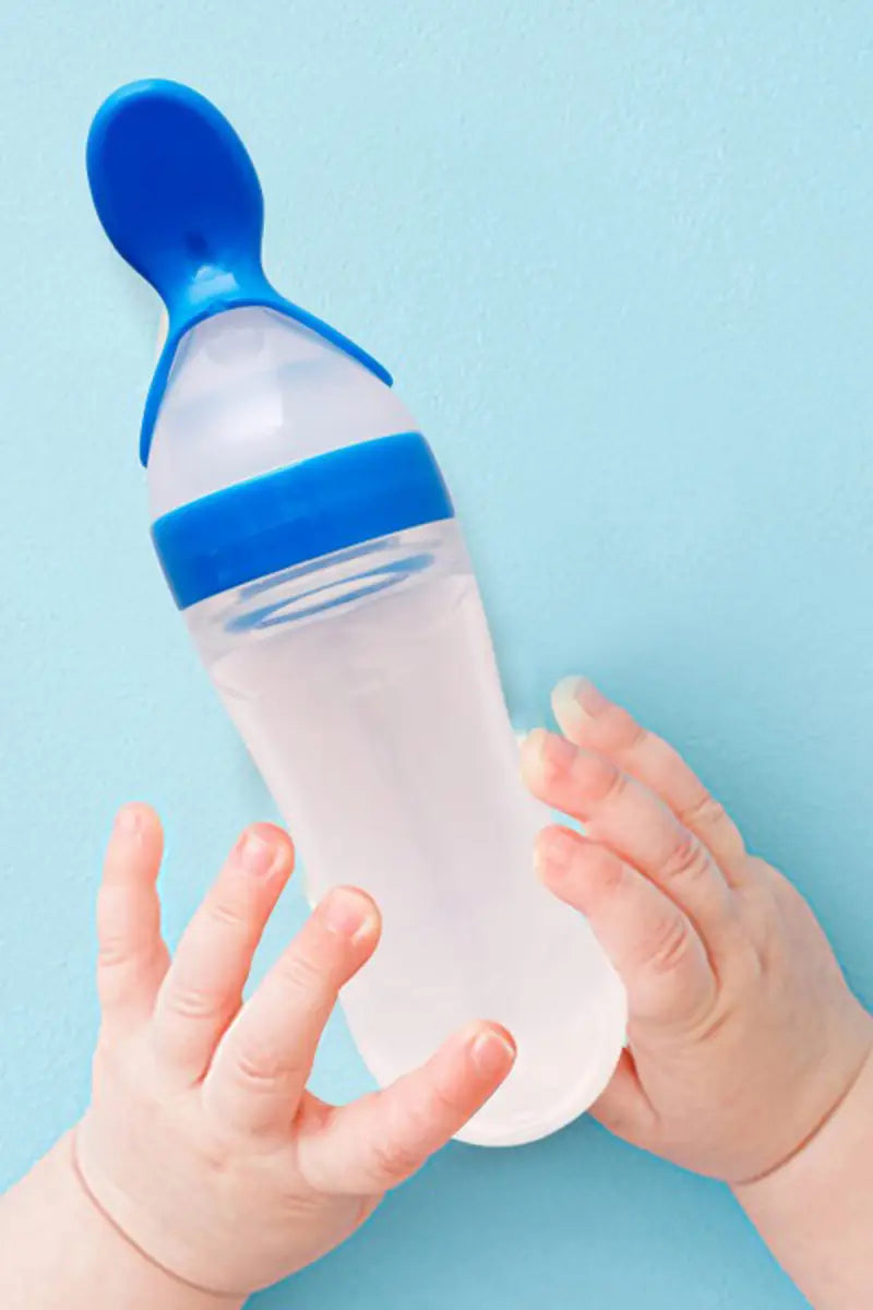Squeezy Silicone Bottle Feeder For Kids (Blue)