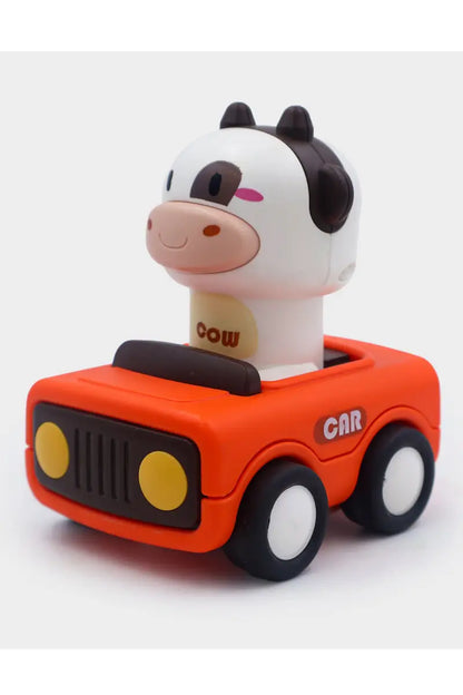 Push N Go Animal Faces Car Toy - Orange