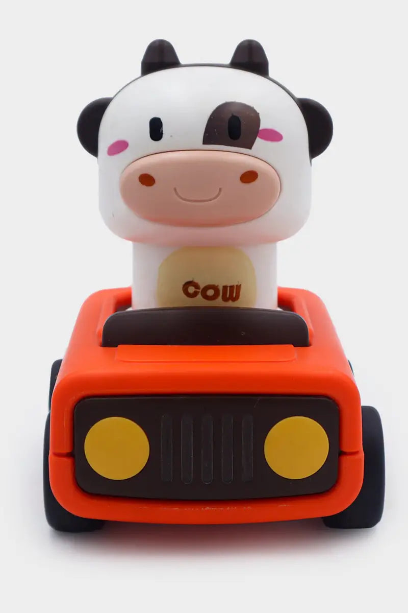 Push N Go Animal Faces Car Toy - Orange