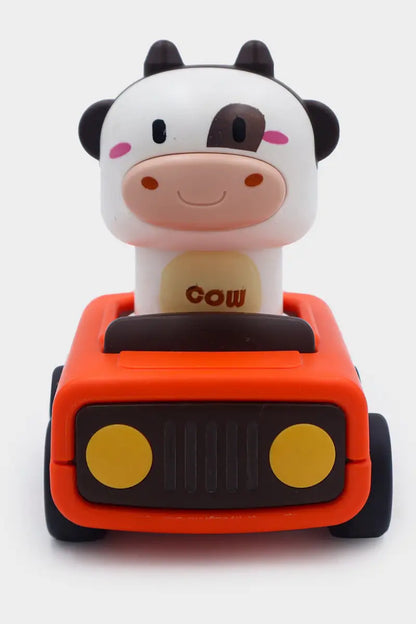 Push N Go Animal Faces Car Toy - Orange