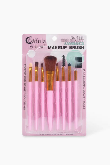 Nylon Hair Make Up Brush Set (Pink) - Pack of 8