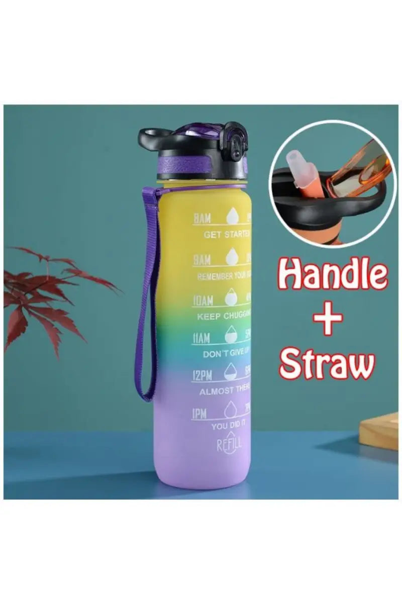 Plastic Sipper Water Bottle - 1000 ml (Yellow-Lavender)