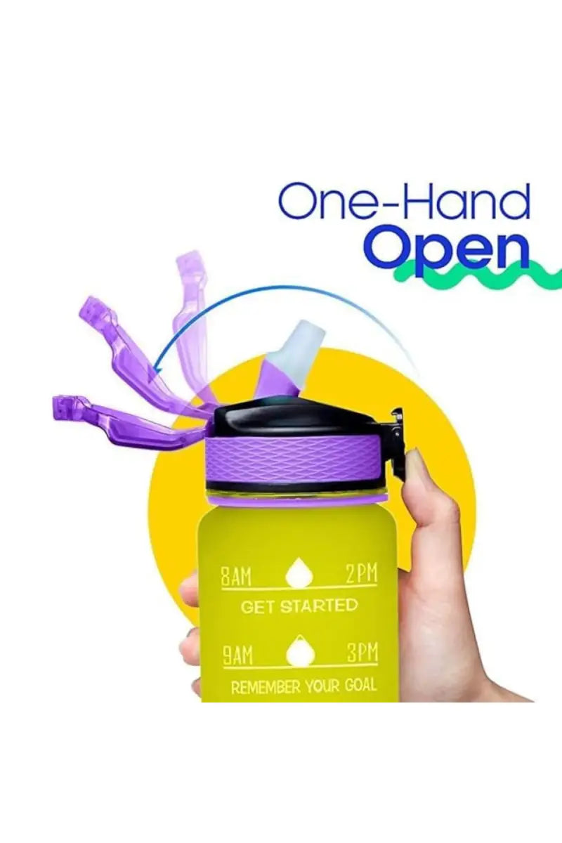 Plastic Sipper Water Bottle - 1000 ml (Yellow-Lavender)