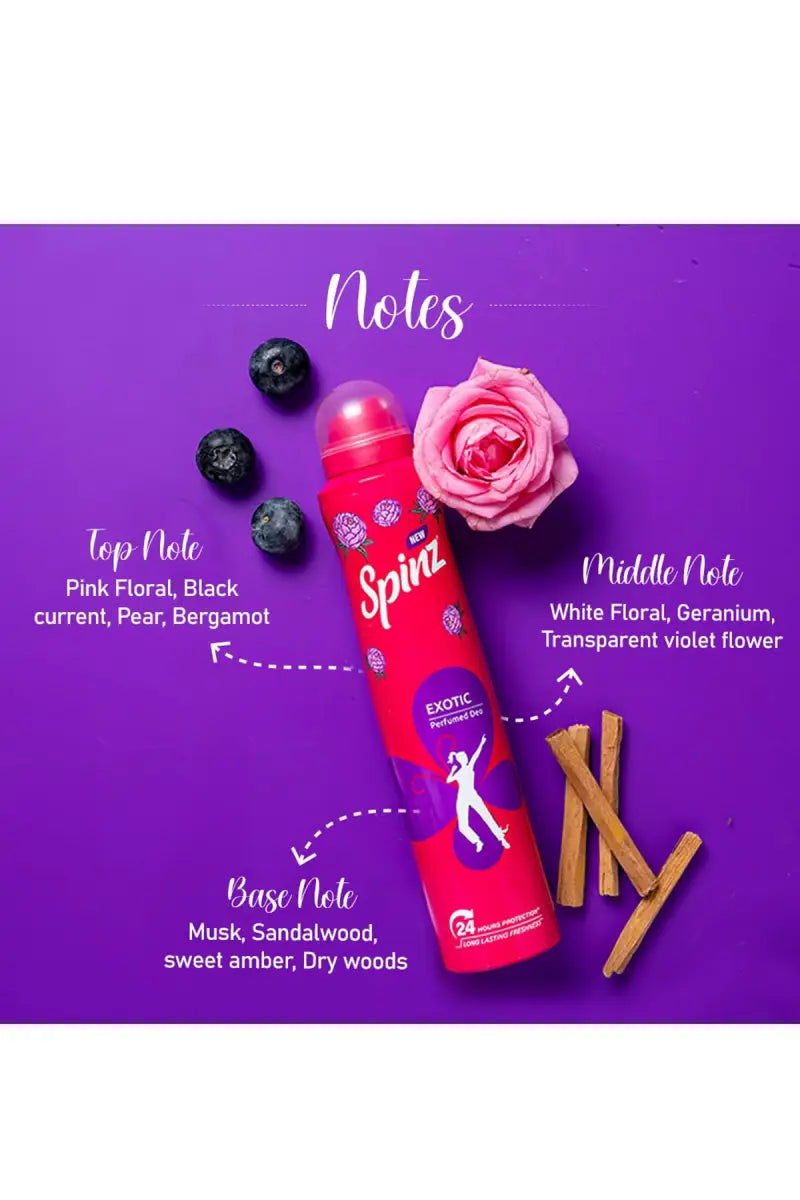 Spinz Exotic Perfumed Deodrant- 200ml X 2 (Buy 1 Get 1 Free)